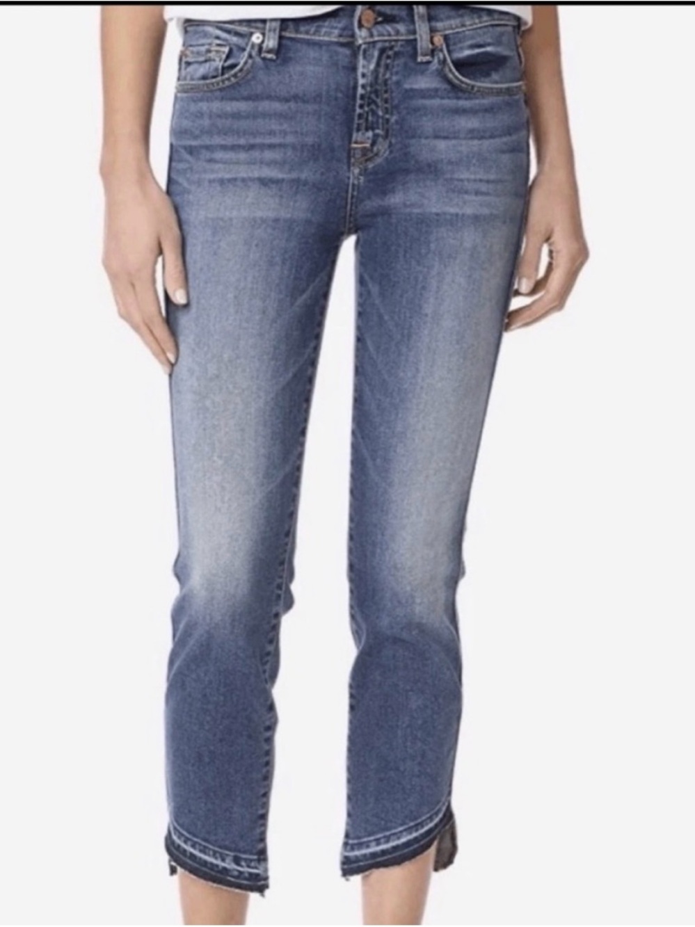 7 For All Mankind‎ Women’s Roxanne Ankle Cropped Jean with Diagonal Hem size 31